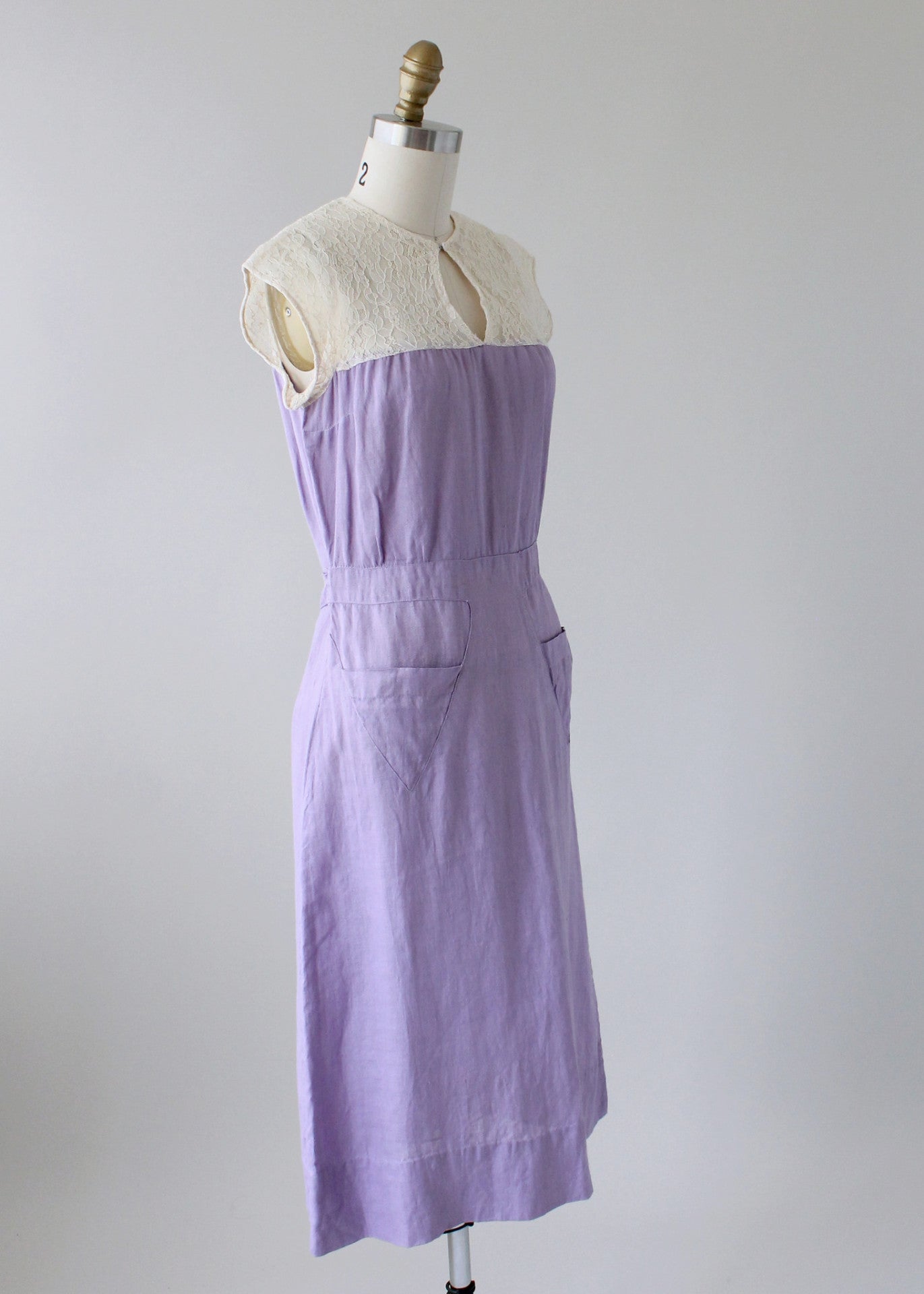Vintage 1930s Lavender Linen and Lace Dress and Jacket