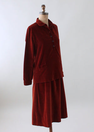 Vintage 1920s Chic Two Piece Velvet Day Dress