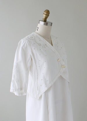Antique 1910s Cotton and Lace Lawn Dress and Jacket