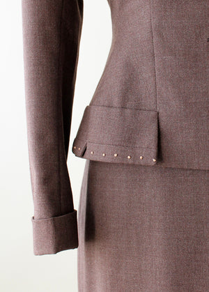 Vintage 1940s Brown Wool Power Suit