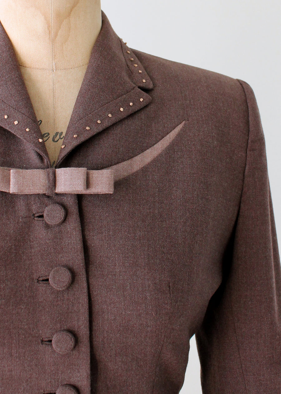 Vintage 1940s Brown Wool Power Suit