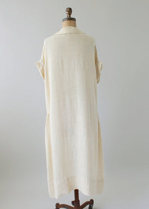 Vintage 1920s Two Tone Linen Day Dress