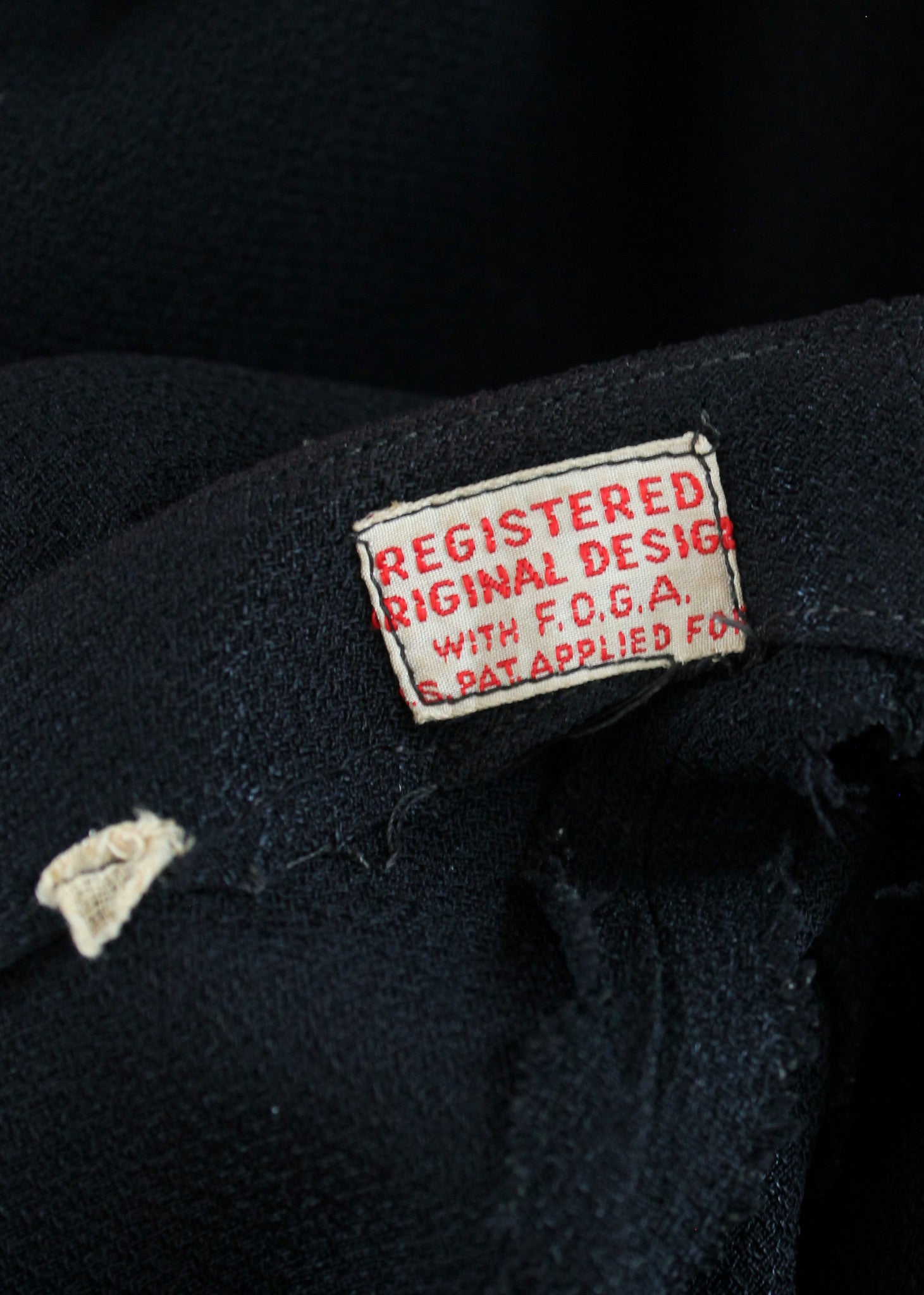 Vintage 1930s FOGA Black Beaded Crepe Dress