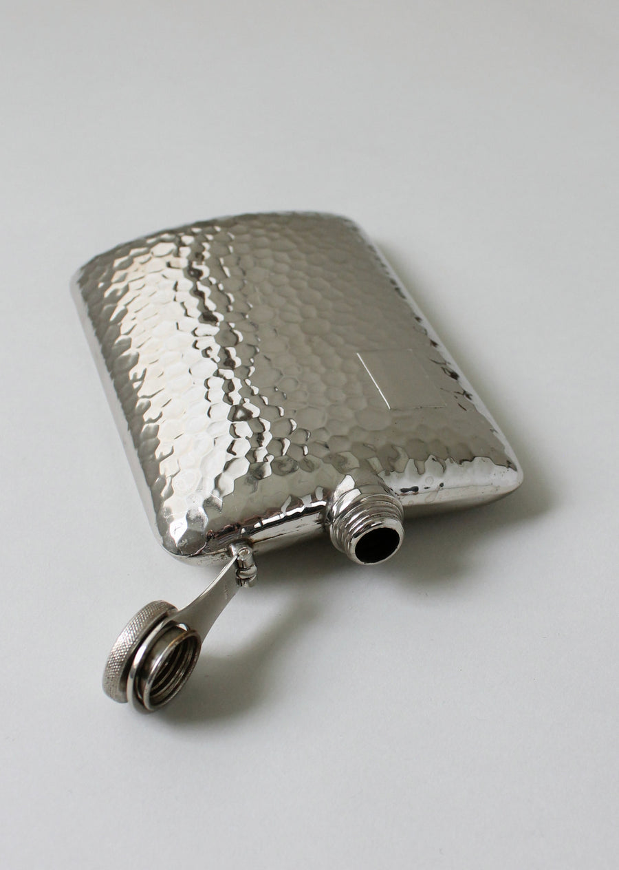 Vintage 1930s German Hammered Nickel Flask