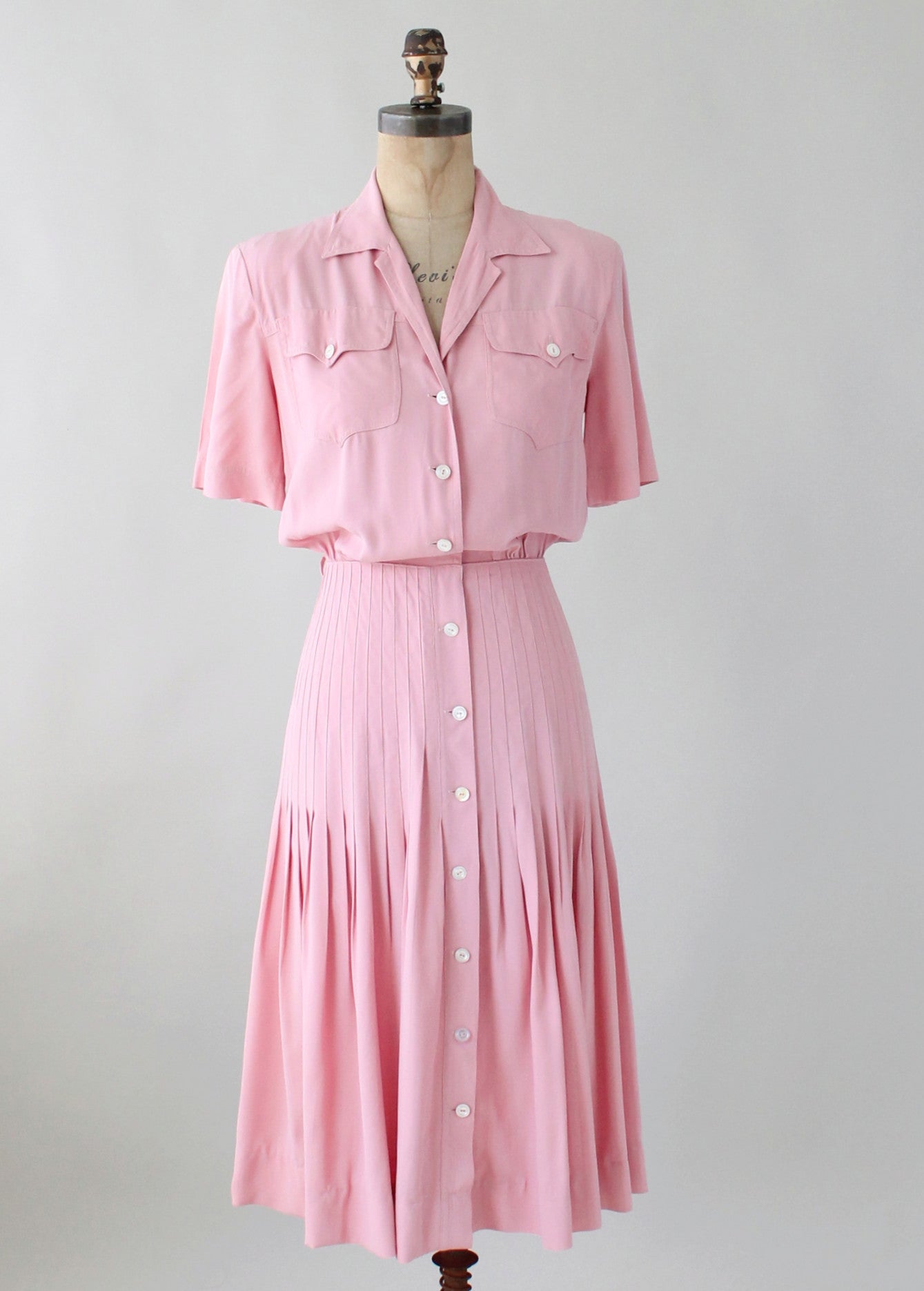 【オンライン限定商品】  Pink 1940s Vintage Rayon Vintage Raleigh - Dress Sportswear ワンピース