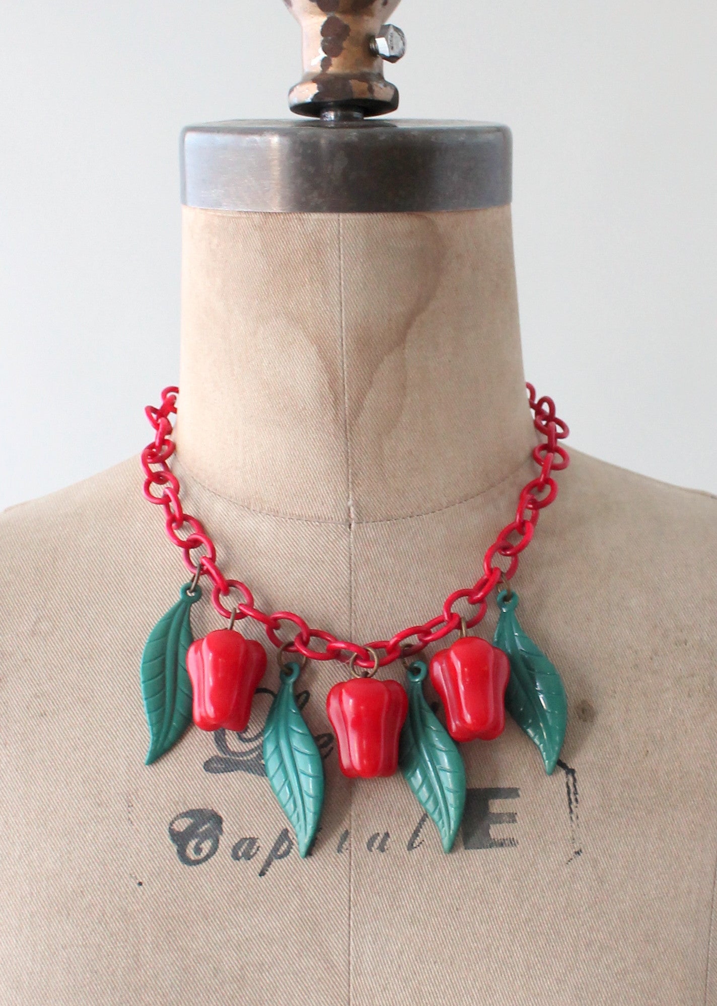 Vintage 1940s Celluloid Scotch Bonnet Novelty Necklace