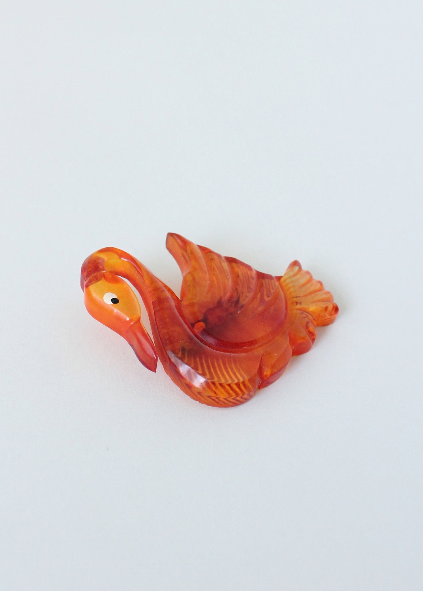 Vintage 1940s Reversed Carved Lucite Swan Brooch