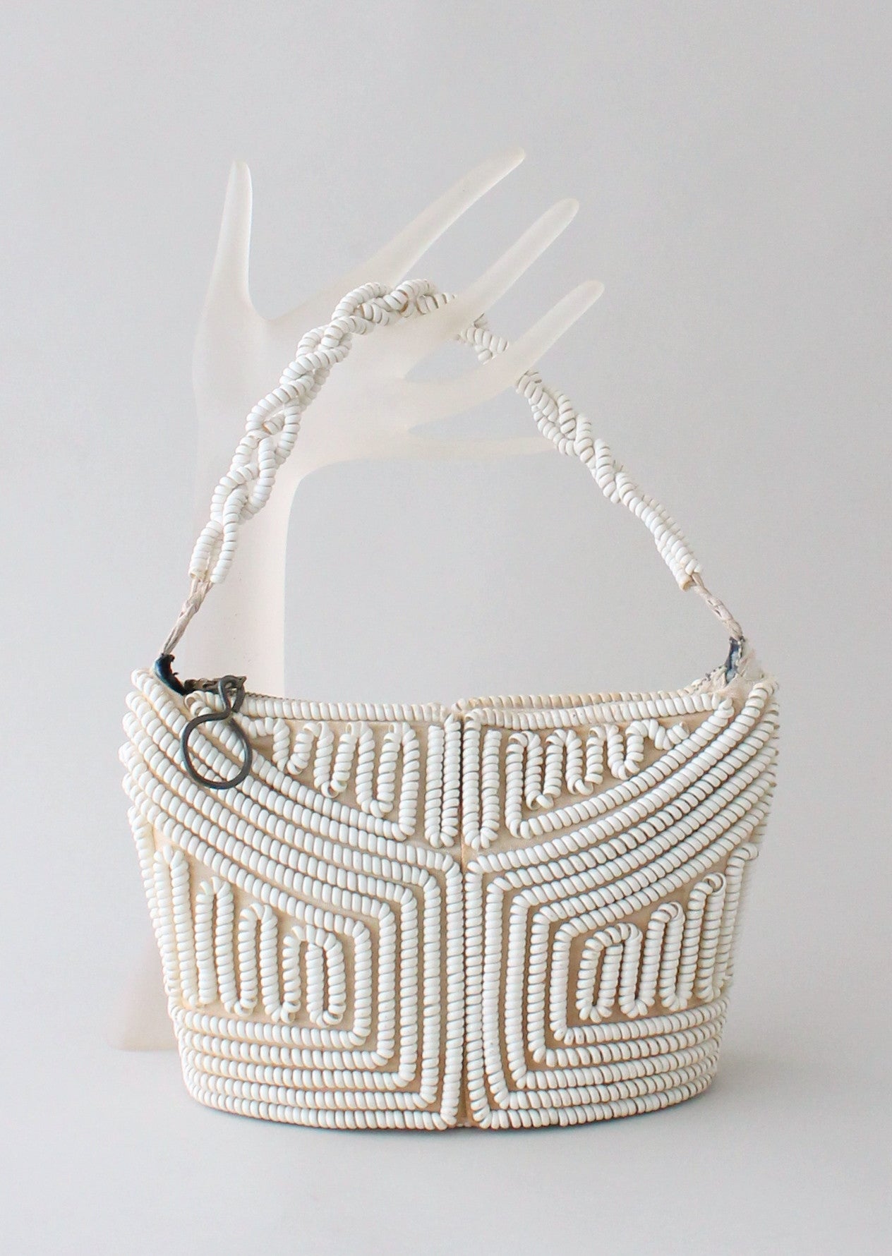 Vintage 1940s White Telephone Cord Purse