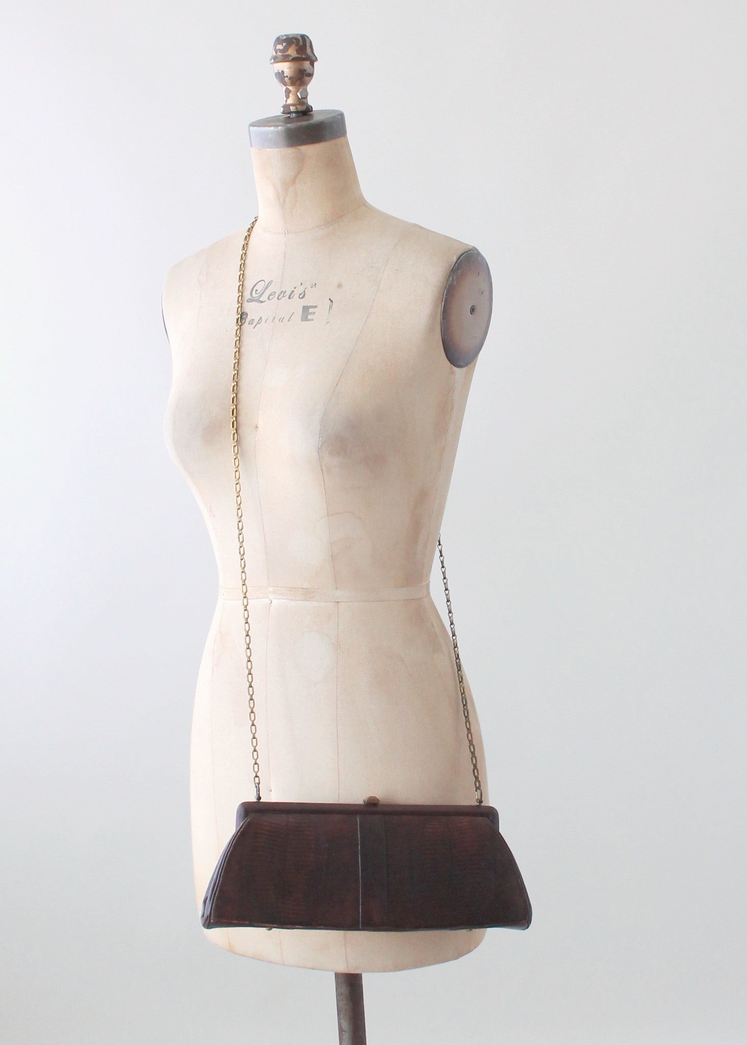 Vintage 1950s Lizard Purse with a Cross Body Chain