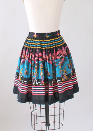 Vintage 1950s Limbo Party Novelty Print Mini Skirt