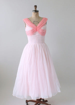 Vintage 1950s Two Tone Pink Chiffon Party Dress