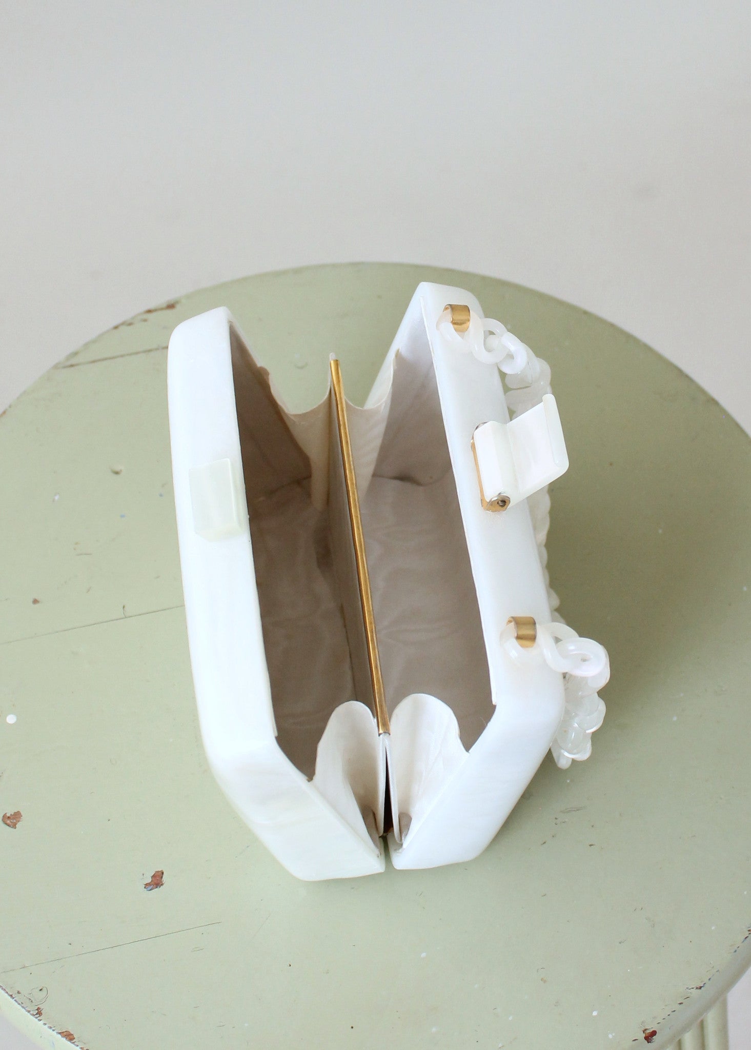 Vintage 1950s White Lucite Box Purse