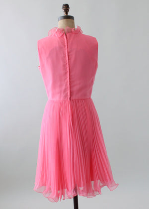 Vintage 1960s Pink Chiffon MOD Party Dress