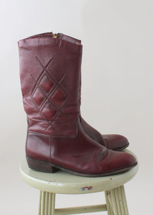Vintage 1960s Mens MOD Stitched Leather Boots