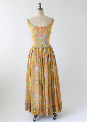 Vintage 1960s Paisley Cotton Maxi Sundress