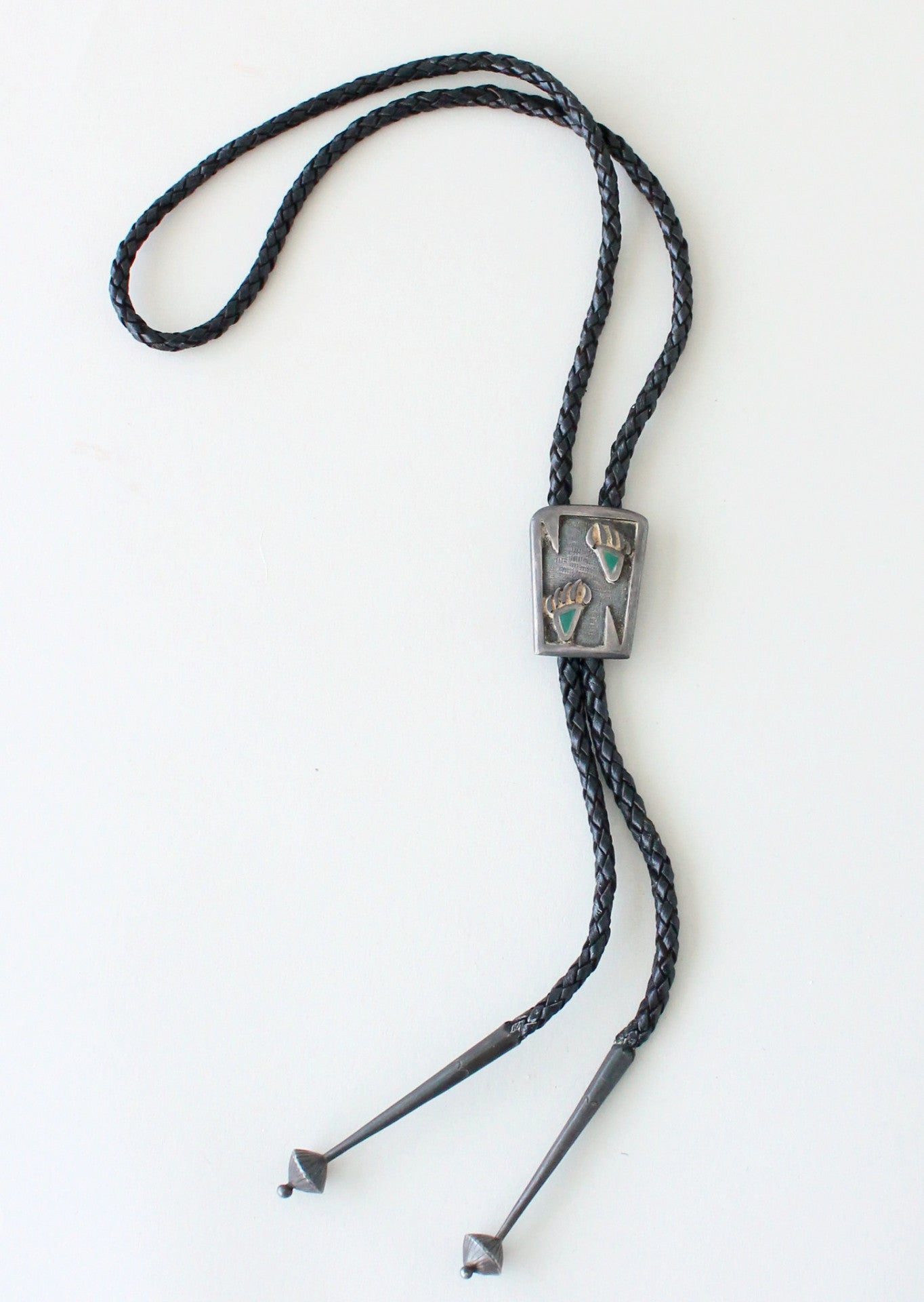 Vintage 1960s Silver Bear Feet Bolo Tie