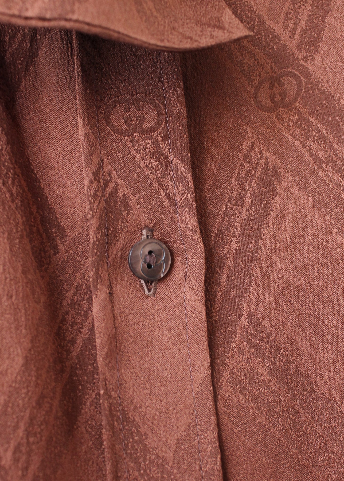Vintage 1970s Gucci Brown Silk Logo Blouse
