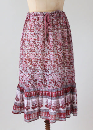 Vintage 1970s Indian Cotton Metallic Strip Skirt