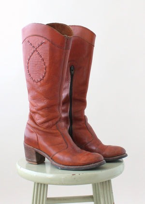 Vintage 1970s Leather Campus Cowboy Boots