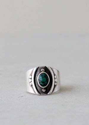 Vintage 1970s Sterling Silver and Turquoise Nugget Ring
