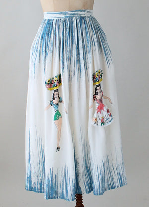 Vintage 1980s Peekaboo Girl Summer Skirt