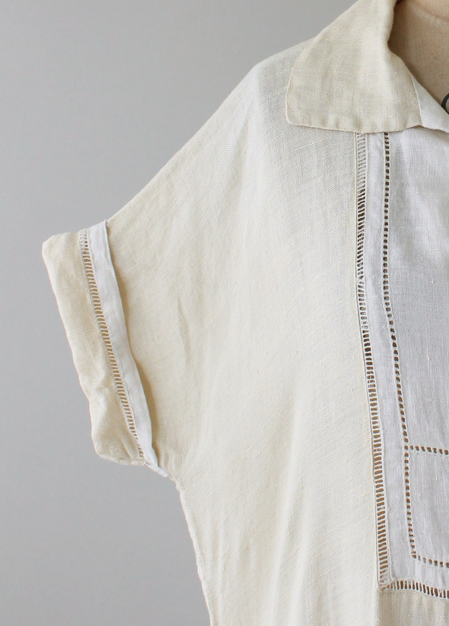 Vintage 1920s Two Tone Linen Day Dress