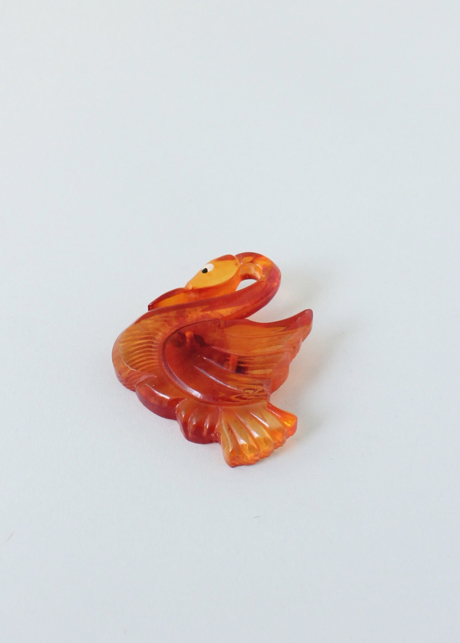 Vintage 1940s Reversed Carved Lucite Swan Brooch