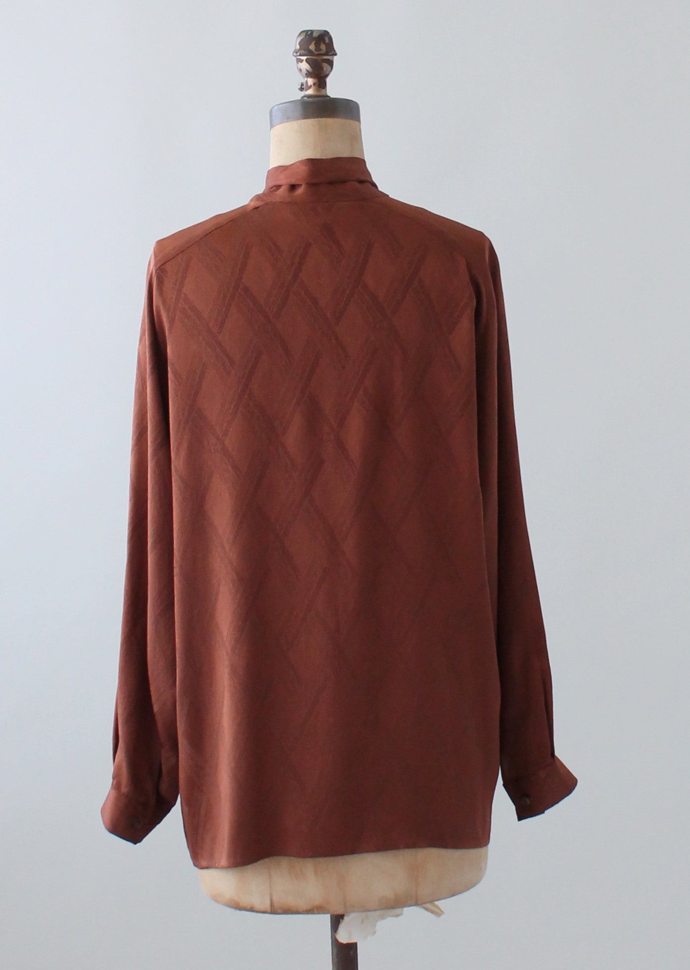 Vintage 1970s Gucci Brown Silk Logo Blouse