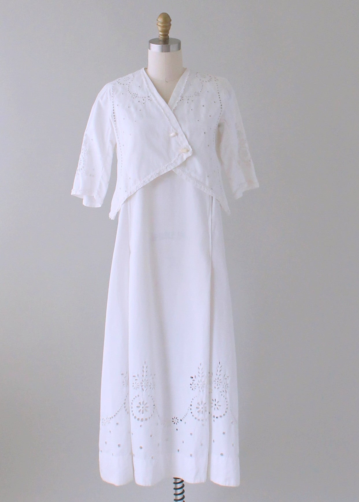 Antique 1910s Cotton and Lace Lawn Dress and Jacket Antique 1910s Cotton and Lace Lawn Dress and Jacket