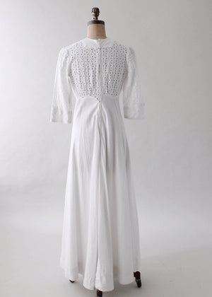 Antique 1910s Edwardian Cotton Lawn Dress