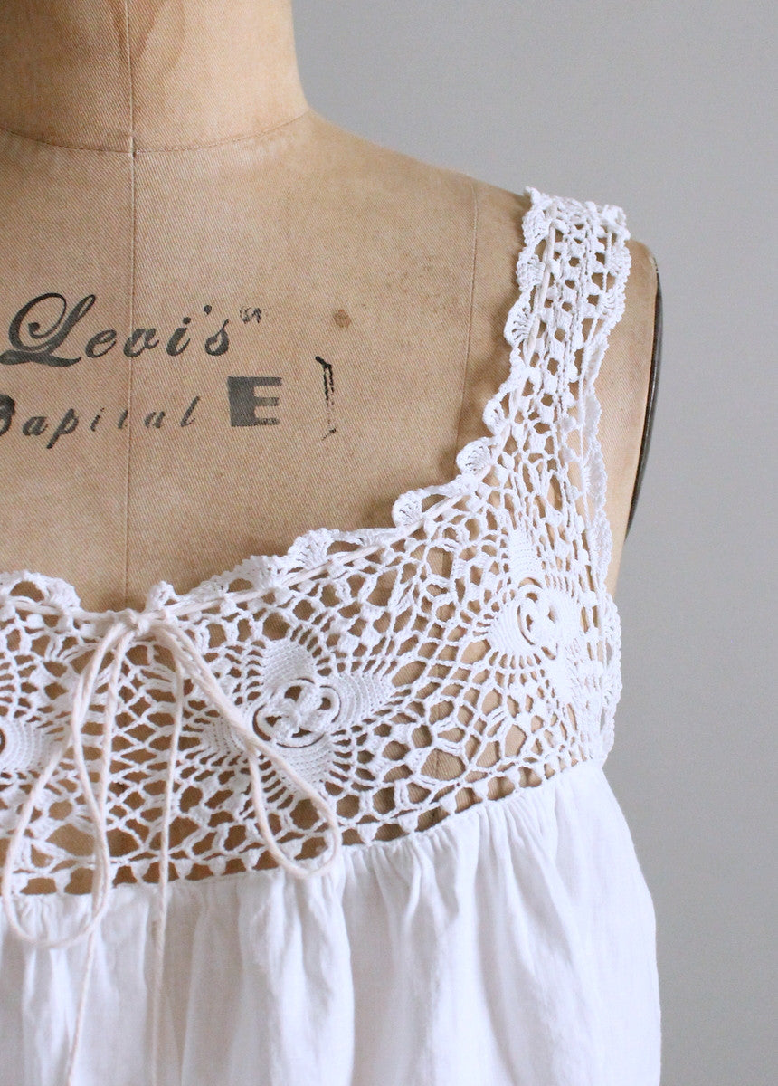 Vintage Edwardian Cotton and Crochet Fitted Waist Corset Cover