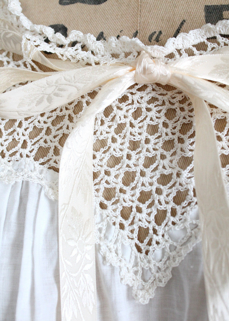 Antique 1910s Edwardian Cotton and Crochet Top