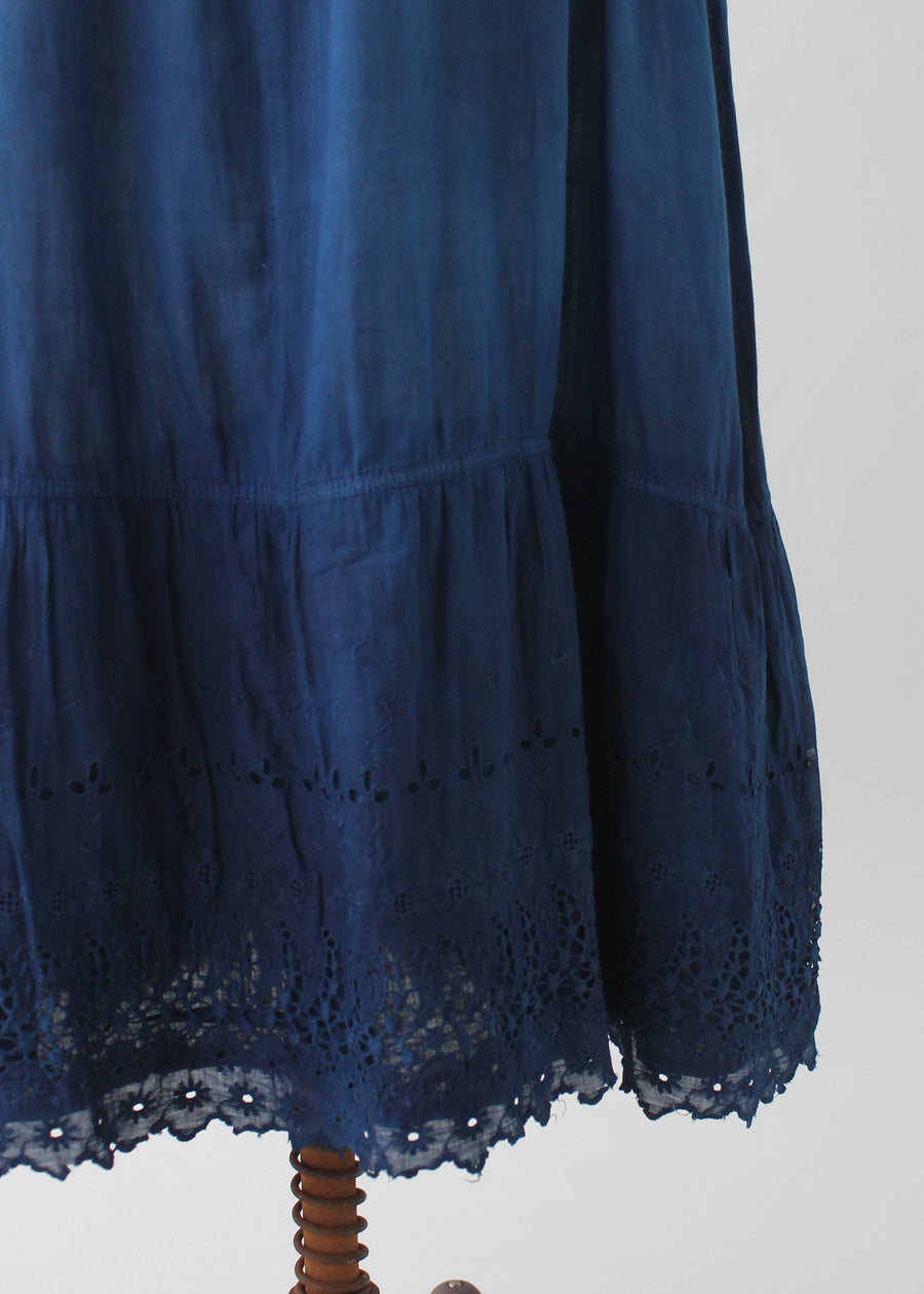 Vintage 1920s Indigo Dyed Cotton Skirt