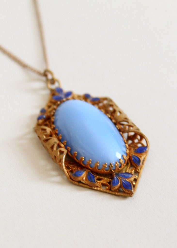 Vintage 1930s Art Deco Blue Sargasso Sea Necklace