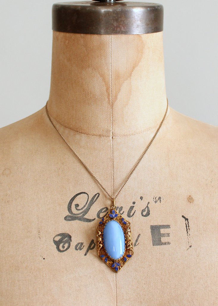 Vintage 1930s Art Deco Blue Sargasso Sea Necklace