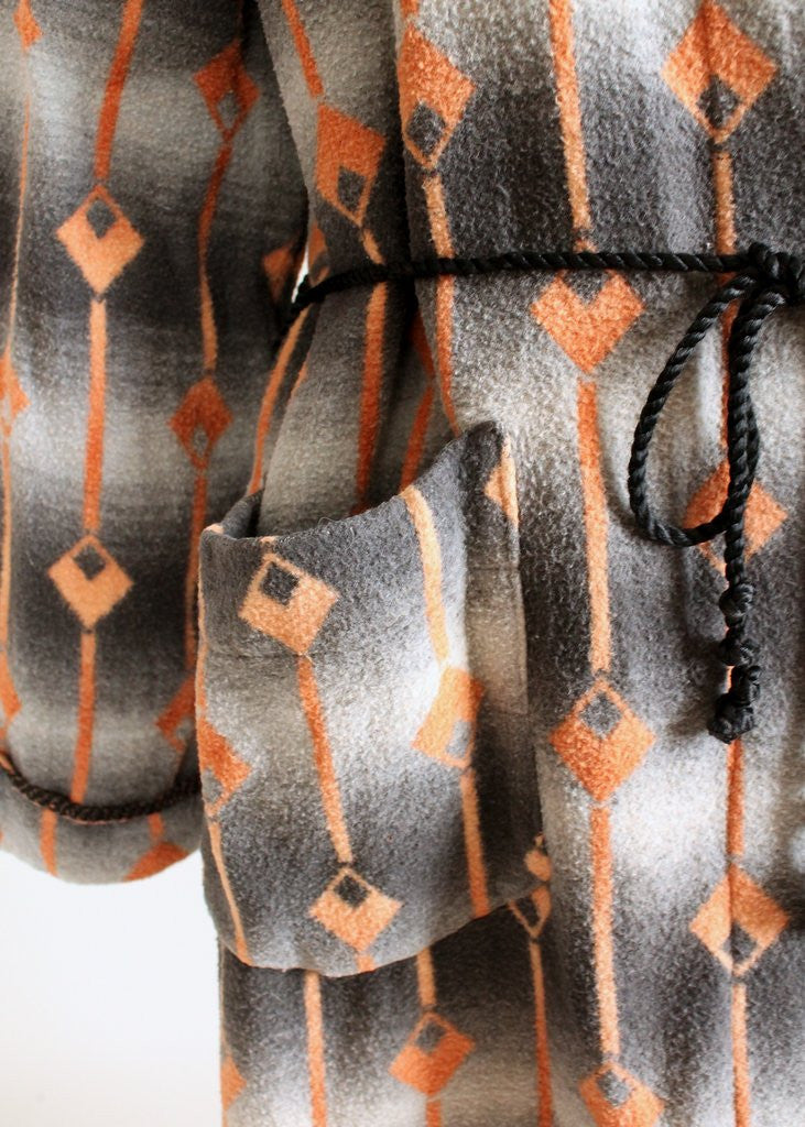 Vintage 1920s Art Deco Wool Blanket Robe