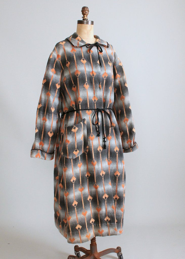 Vintage 1920s Art Deco Wool Blanket Robe