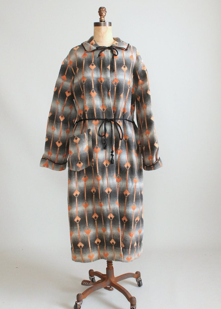 Vintage 1920s Art Deco Wool Blanket Robe