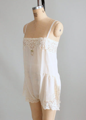 Vintage 1920s Silk and Lace Betty Jane Onesie NOS