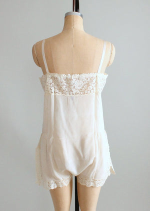 Vintage 1920s Silk and Lace Betty Jane Onesie NOS