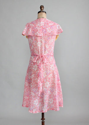 Vintage Early 1930s Bright Floral Cotton Day Dress