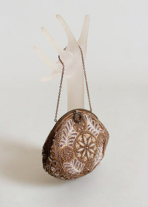 Vintage 1920s French Beaded Round Purse