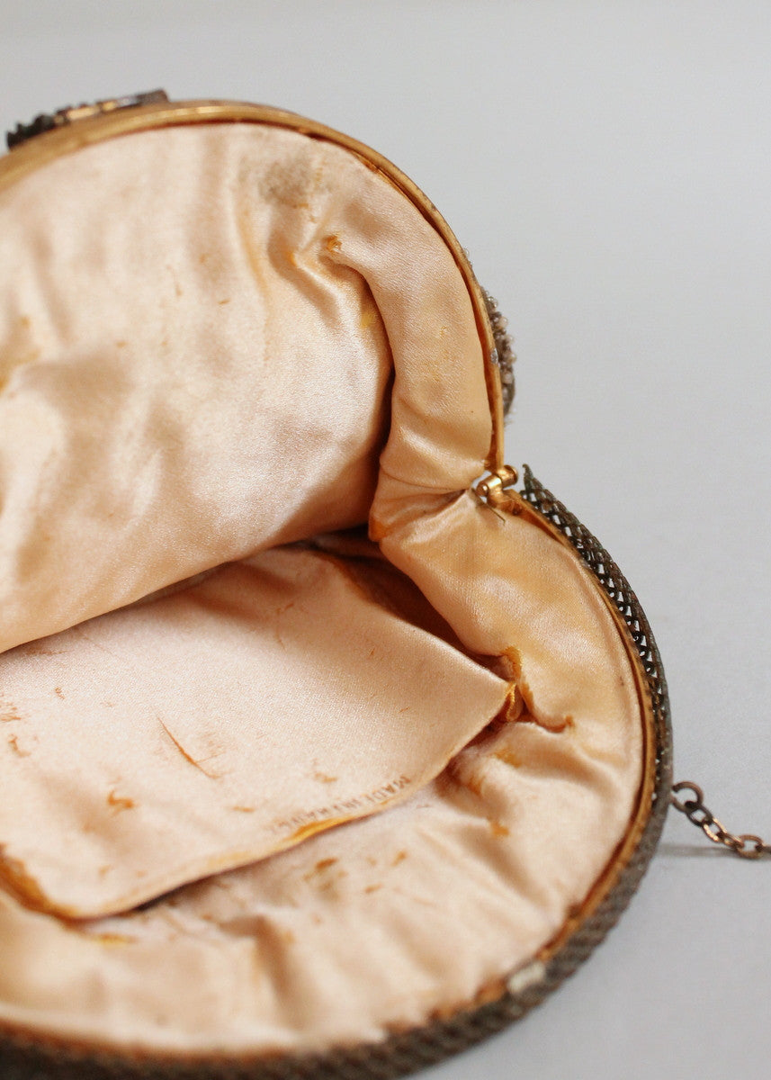 Vintage 1920s French Beaded Round Purse