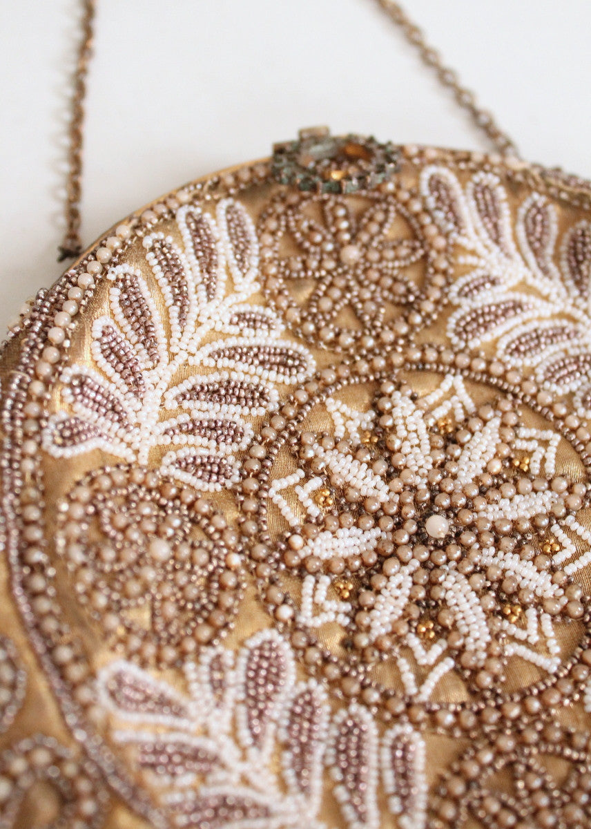 Vintage 1920s French Beaded Round Purse