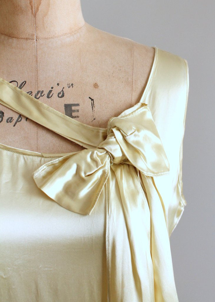 Vintage 1920s Golden Liquid Satin Flapper Evening Dress