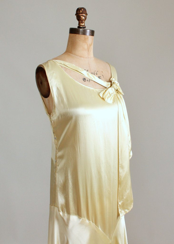 Vintage 1920s Golden Liquid Satin Flapper Evening Dress - Raleigh