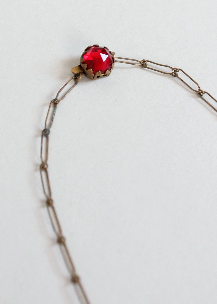Vintage 1920s Red Enamel and Glass Necklace