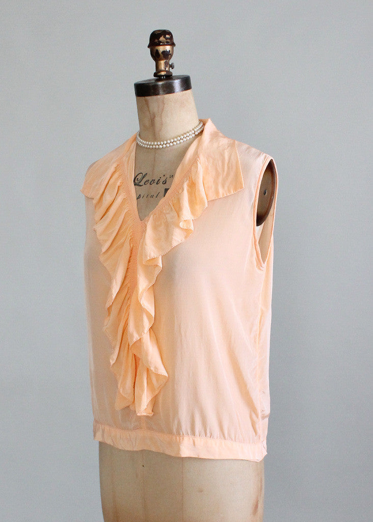 Vintage 1920s Silk Ruffle Flapper Blouse