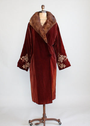 Vintage 1920s Velvet and Fur Cocoon Coat