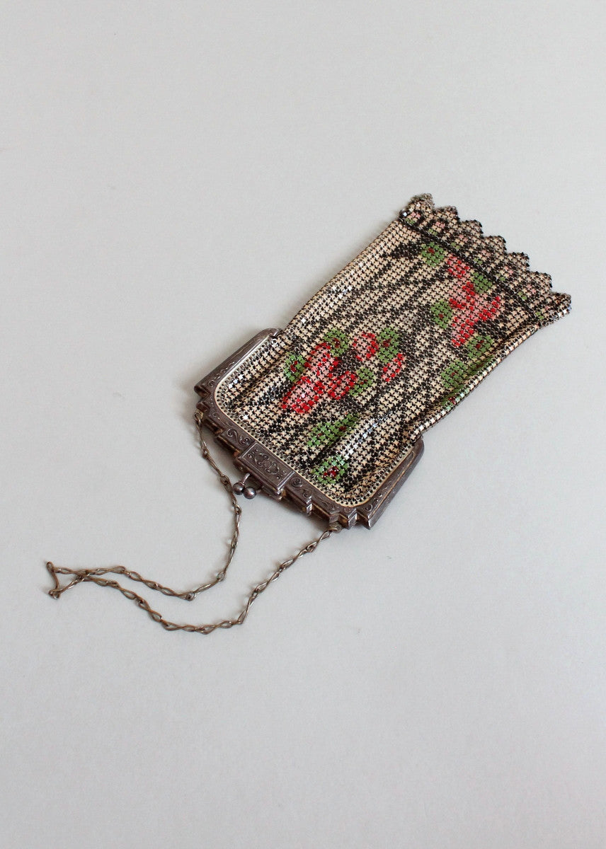 Vintage 1920s Whiting and Davis Rose Trellis Purse